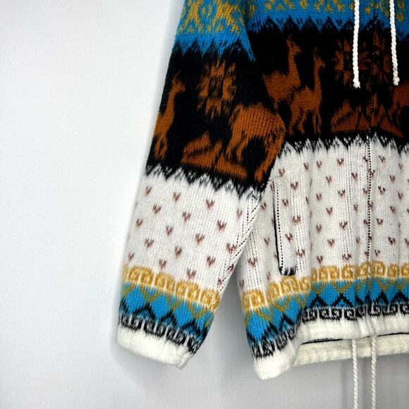 Yari Artesanias Girls Kids Size 10 Full Zip Hooded Wool Sweater Jacket - Picture 5 of 13